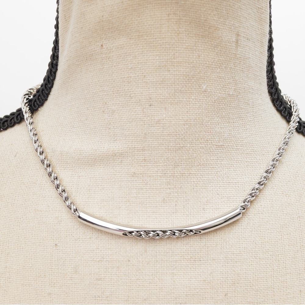 Vintage Biagi silver choker bar choker minimalist timeless classic style 90s Y2K - Picture 14 of 15